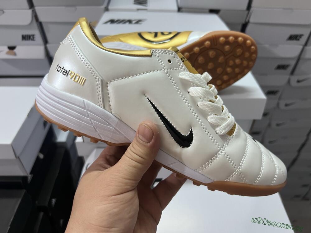 Men's Nike Total 90 II TF Artificial Turf Low-Tops Football Shoes - Silver/Black/Gold