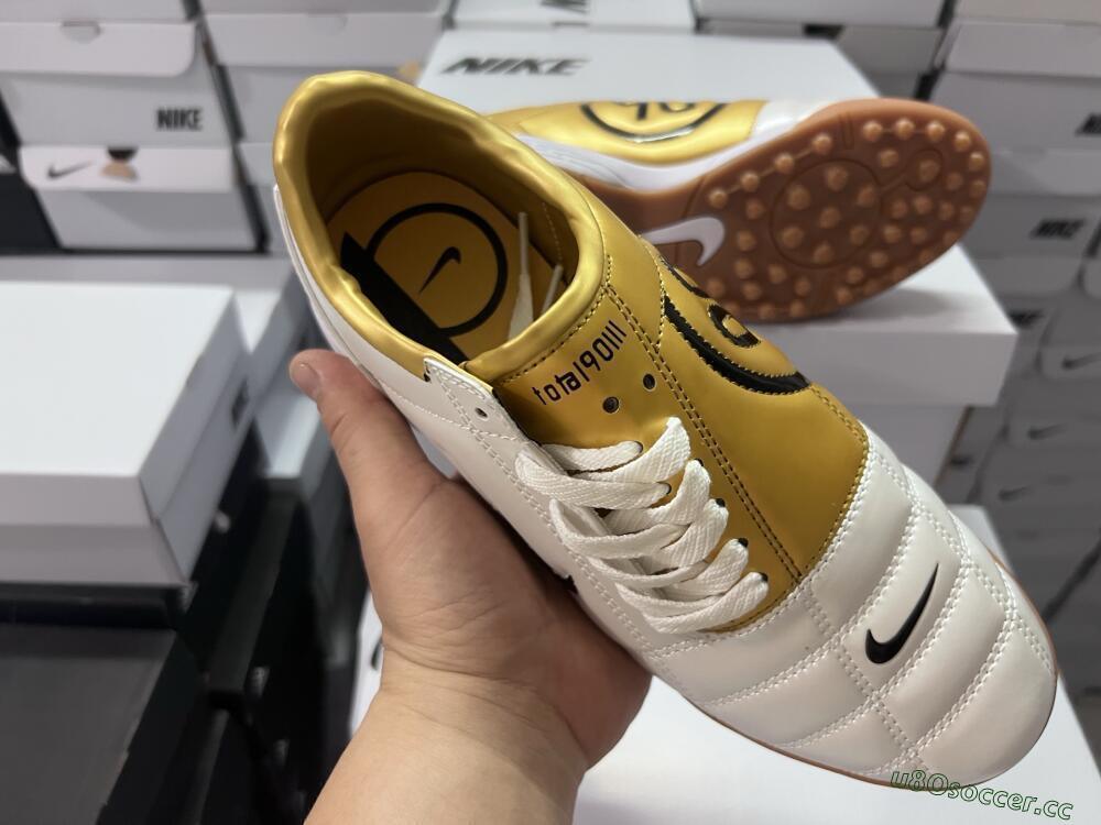 Men's Nike Total 90 II TF Artificial Turf Low-Tops Football Shoes - Silver/Black/Gold