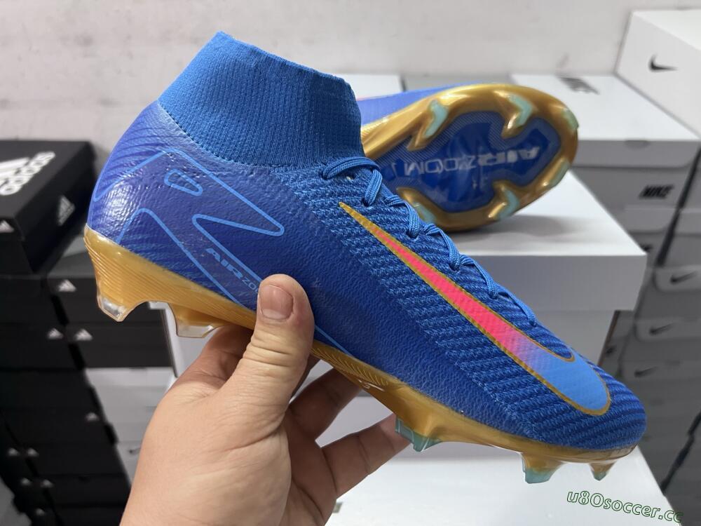 Men's Nike Air Zoom Mercurial Superfly 10 Elite FG Firm Ground High-Tops Football Boots - Blue/Gold/Pink