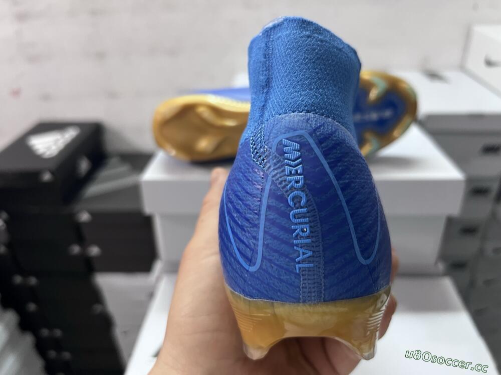 Men's Nike Air Zoom Mercurial Superfly 10 Elite FG Firm Ground High-Tops Football Boots - Blue/Gold/Pink