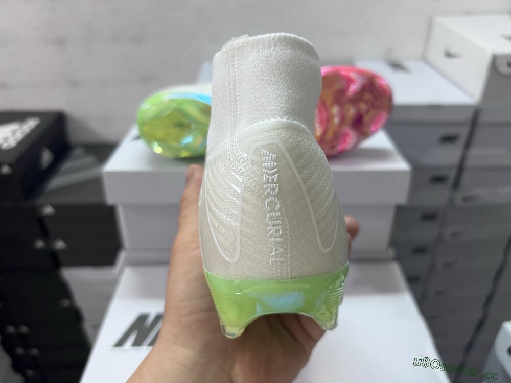 Unisex Nike Air Zoom Mercurial Superfly 10 Elite FG Firm Ground High-Tops Football Boots - White/Red/Gold