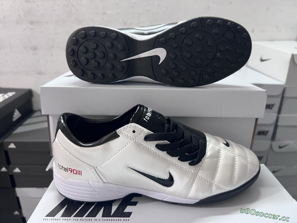 Unisex Nike Total 90 III TF Artificial Turf Low-Tops Football Shoes - White/Black