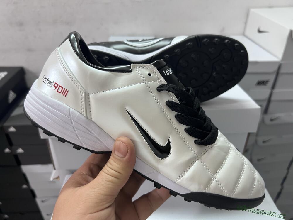 Unisex Nike Total 90 III TF Artificial Turf Low-Tops Football Shoes - White/Black