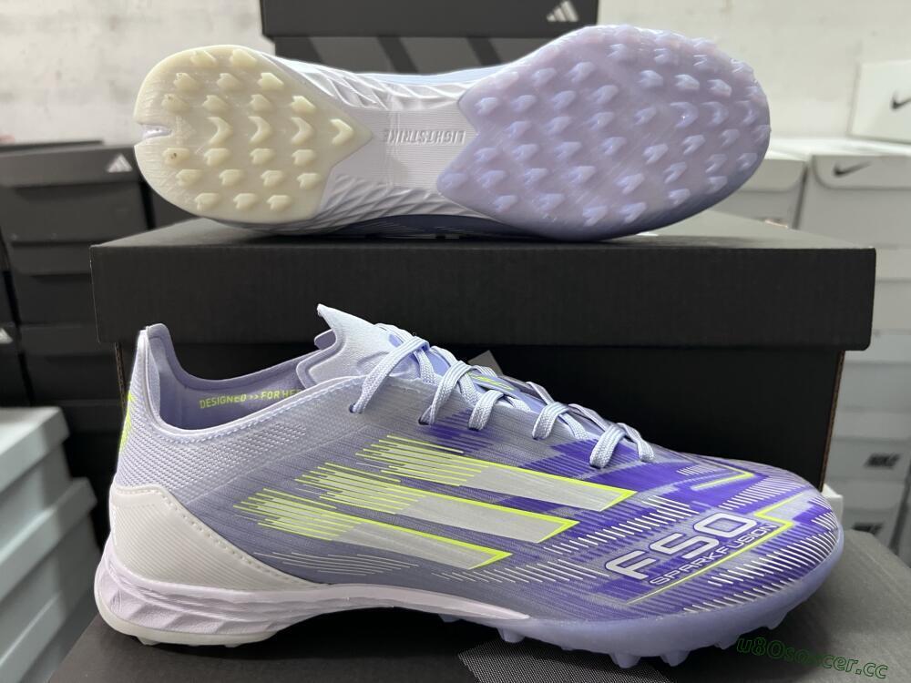 Men's Adidas F50 Elite TF Artificial Turf Low-Tops Football Shoes - Purple/Yellow/White