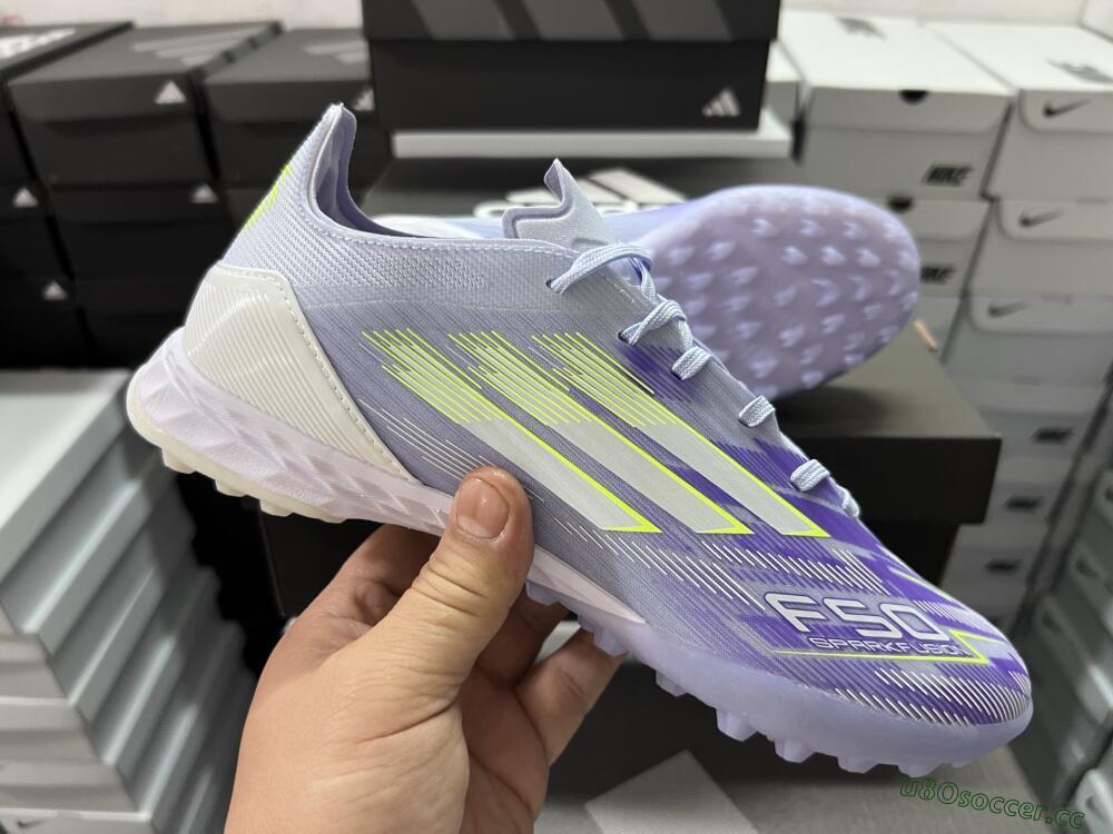 Men's Adidas F50 Elite TF Artificial Turf Low-Tops Football Shoes - Purple/Yellow/White