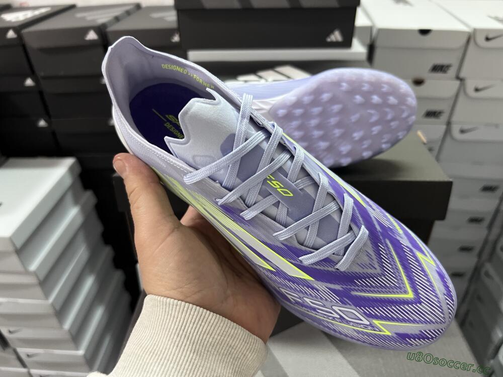 Men's Adidas F50 Elite TF Artificial Turf Low-Tops Football Shoes - Purple/Yellow/White