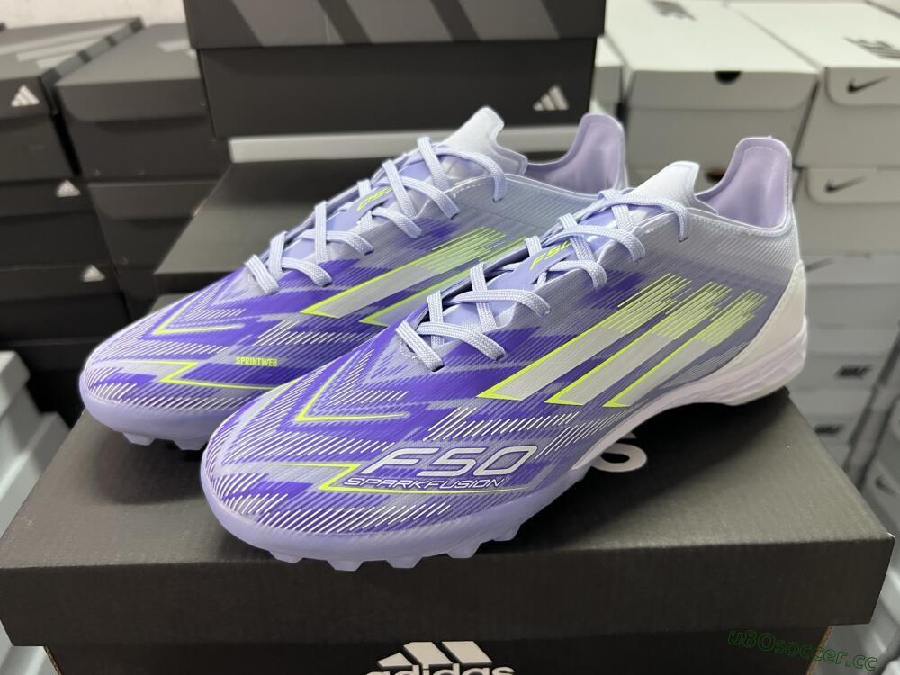 Men's Adidas F50 Elite TF Artificial Turf Low-Tops Football Shoes - Purple/Yellow/White