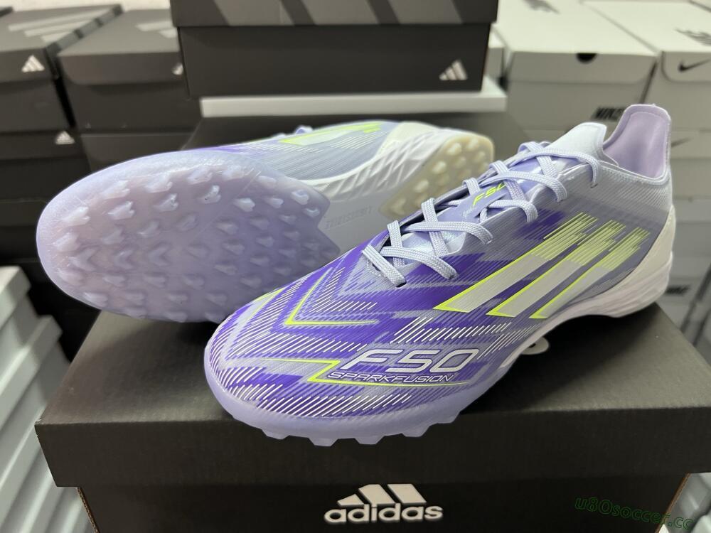 Men's Adidas F50 Elite TF Artificial Turf Low-Tops Football Shoes - Purple/Yellow/White