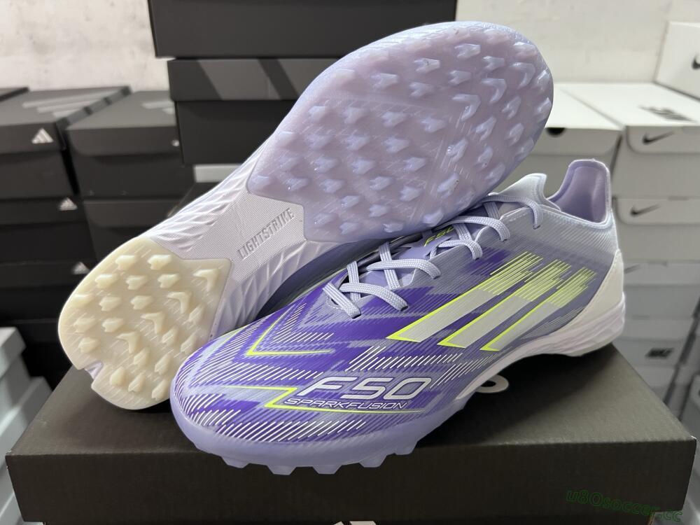 Men's Adidas F50 Elite TF Artificial Turf Low-Tops Football Shoes - Purple/Yellow/White