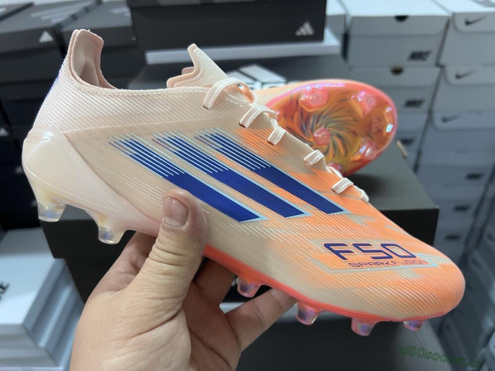 Men's Adidas F50 Elite FG Firm Ground Low-Tops Football Boots - Pink/Orange/Blue