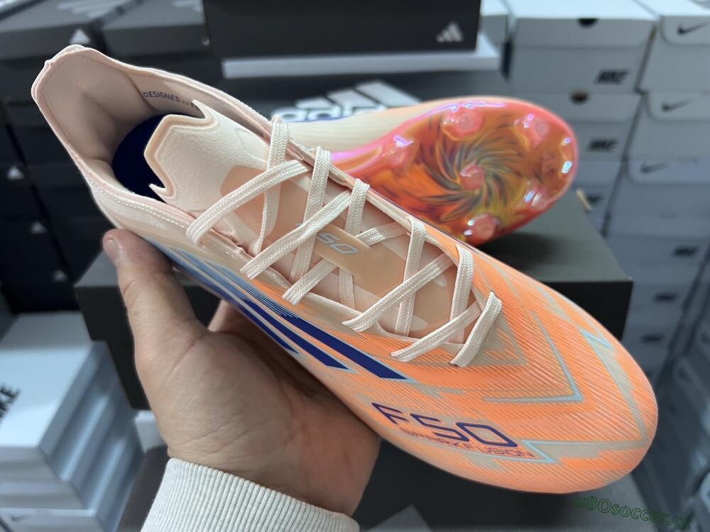 Men's Adidas F50 Elite FG Firm Ground Low-Tops Football Boots - Pink/Orange/Blue