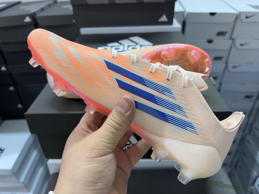 Men's Adidas F50 Elite FG Firm Ground Low-Tops Football Boots - Pink/Orange/Blue