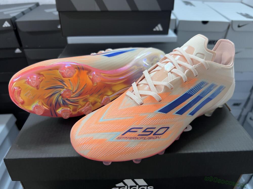 Men's Adidas F50 Elite FG Firm Ground Low-Tops Football Boots - Pink/Orange/Blue