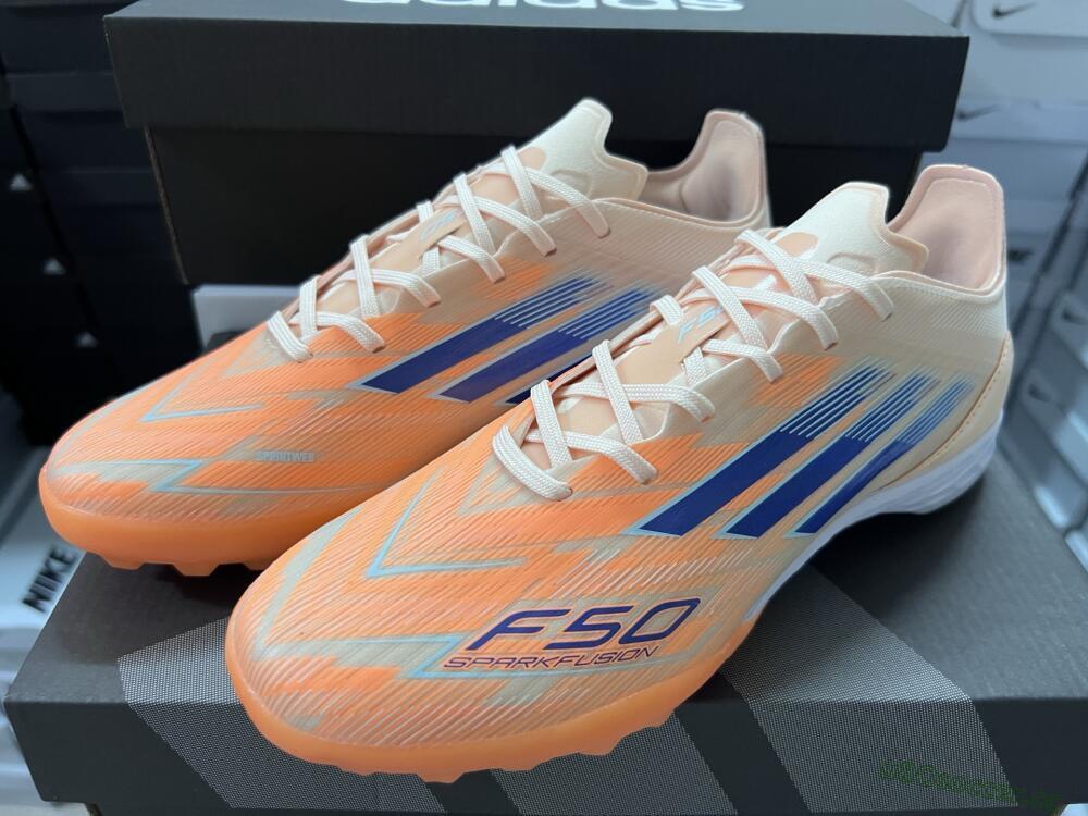Men's Adidas F50 Elite TF Artificial Turf Low-Tops Football Shoes - Orange/Blue/White