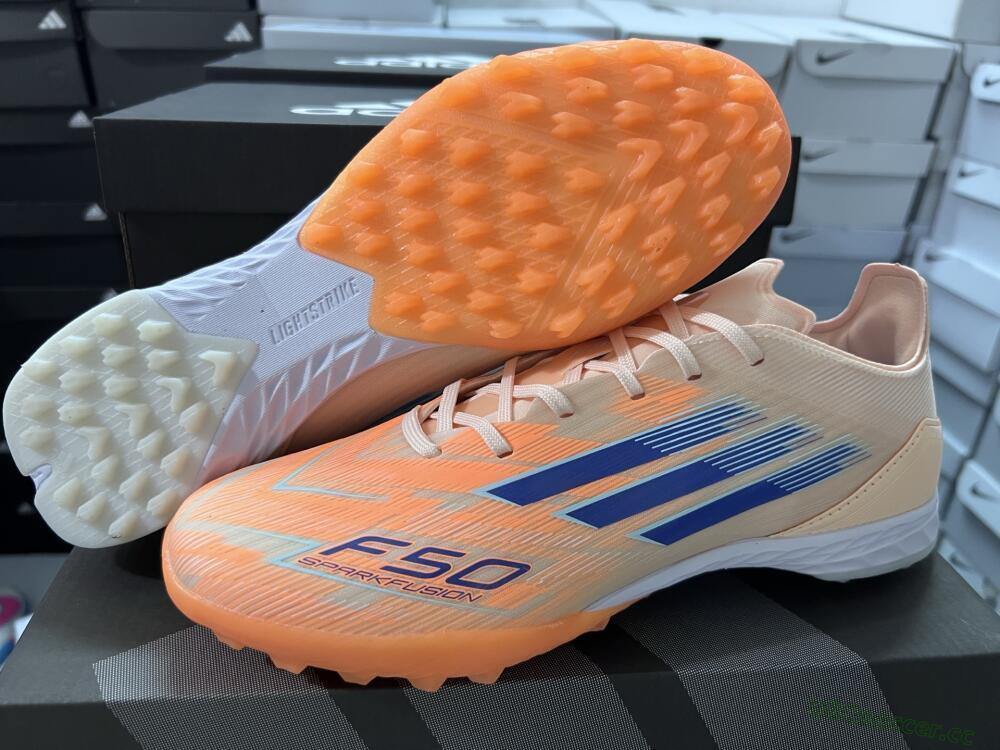 Men's Adidas F50 Elite TF Artificial Turf Low-Tops Football Shoes - Orange/Blue/White