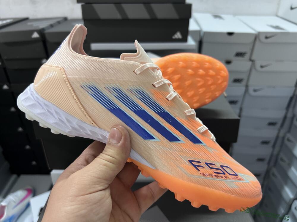 Men's Adidas F50 Elite TF Artificial Turf Low-Tops Football Shoes - Orange/Blue/White