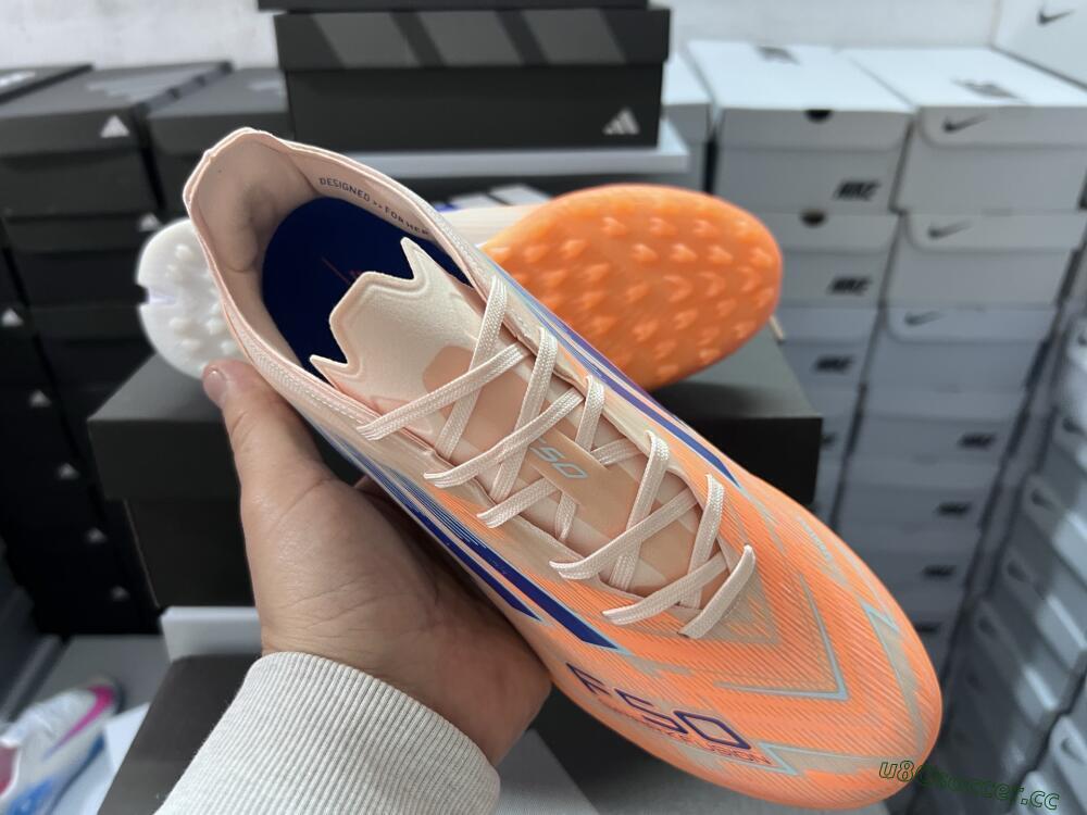 Men's Adidas F50 Elite TF Artificial Turf Low-Tops Football Shoes - Orange/Blue/White