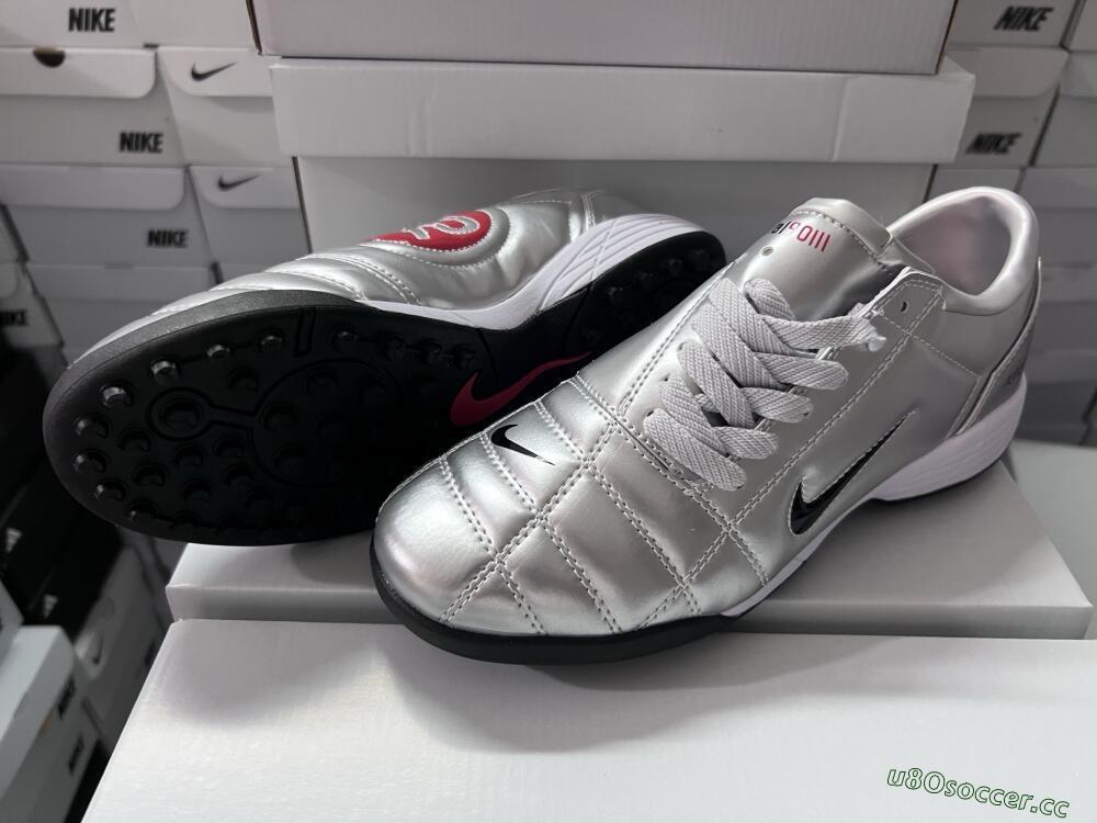 Unisex Nike Total 90 III TF Artificial Turf Low-Tops Football Shoes - Silver/Black/Red
