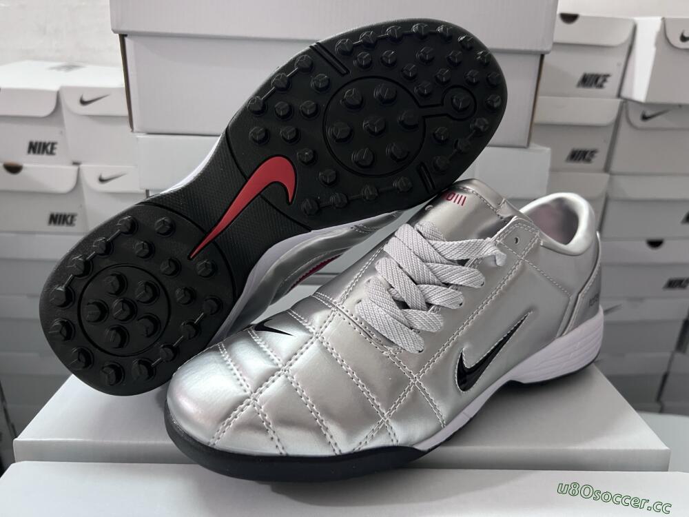 Unisex Nike Total 90 III TF Artificial Turf Low-Tops Football Shoes - Silver/Black/Red