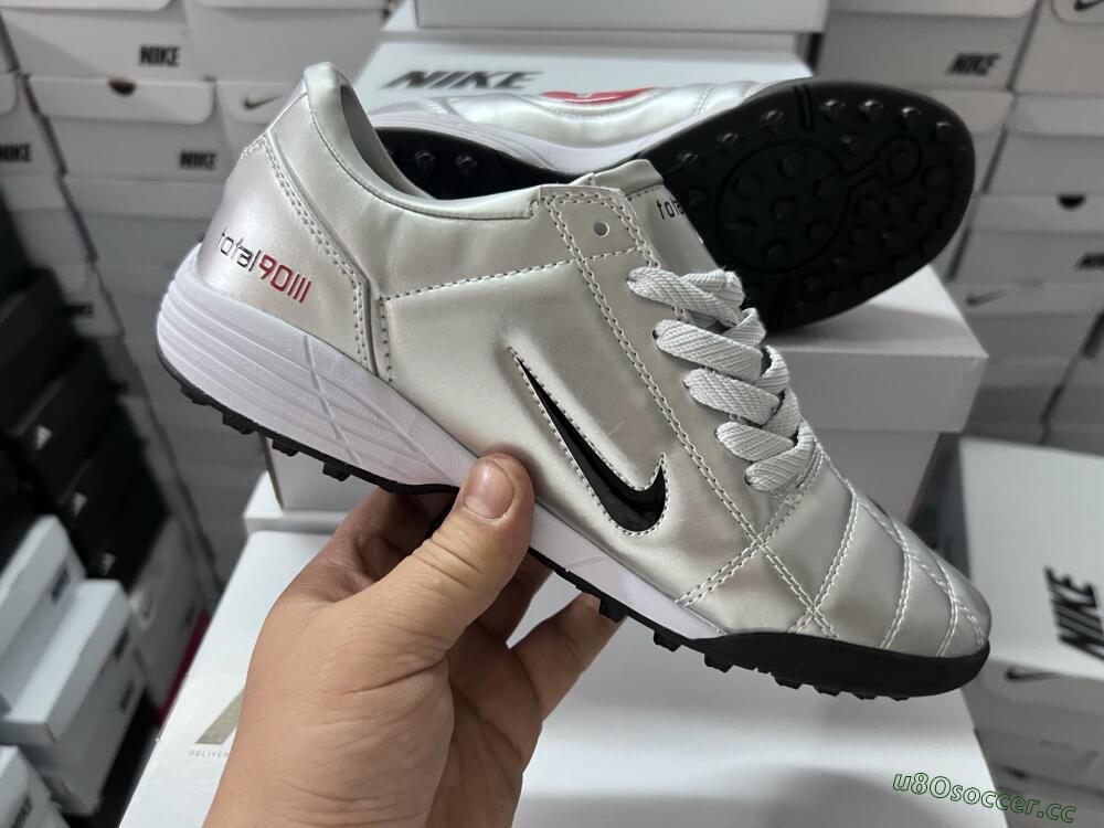 Unisex Nike Total 90 III TF Artificial Turf Low-Tops Football Shoes - Silver/Black/Red