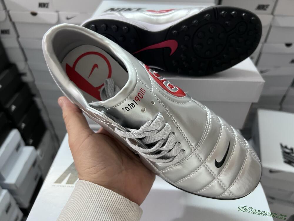 Unisex Nike Total 90 III TF Artificial Turf Low-Tops Football Shoes - Silver/Black/Red