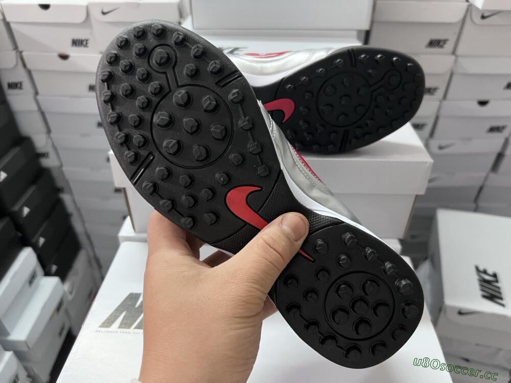 Unisex Nike Total 90 III TF Artificial Turf Low-Tops Football Shoes - Silver/Black/Red