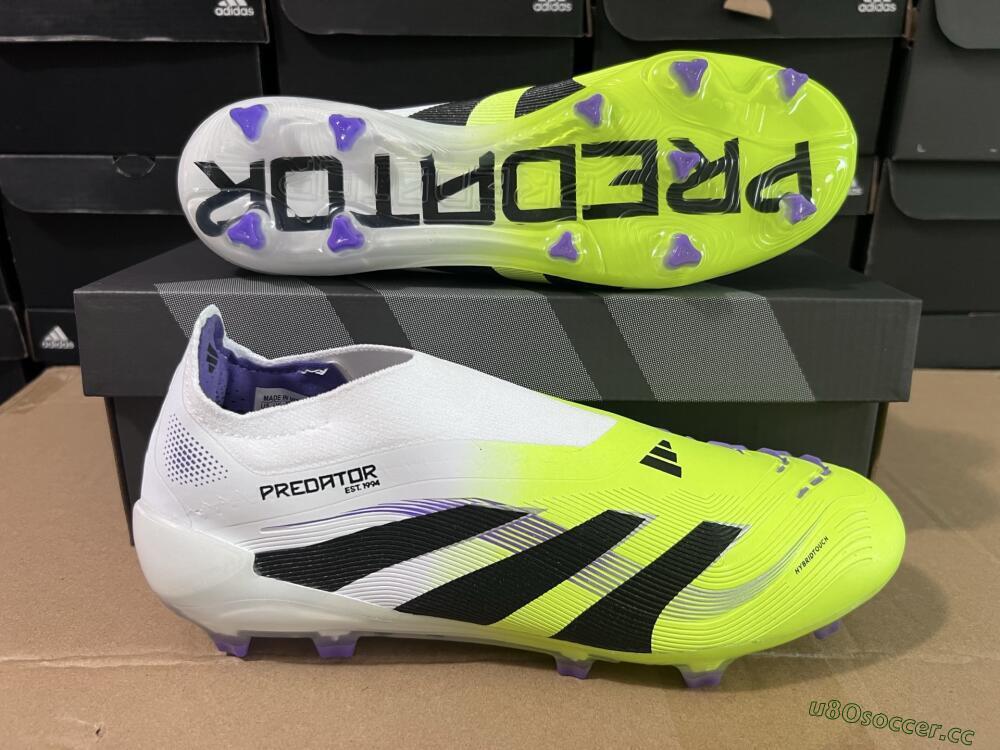 Unisex Adidas Predator Elite 25 Laceless FG Firm Ground Low-Tops Football Boots - Yellow/Black/White