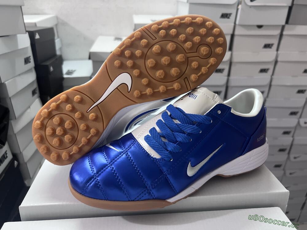Unisex Nike Total 90 II TF Artificial Turf Low-Tops Football Shoes - Blue/White/Brown