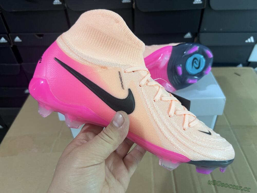 Men's Nike Phantom Luna Elite NU FG Firm Ground High-Tops Football Boots - Pink/Black