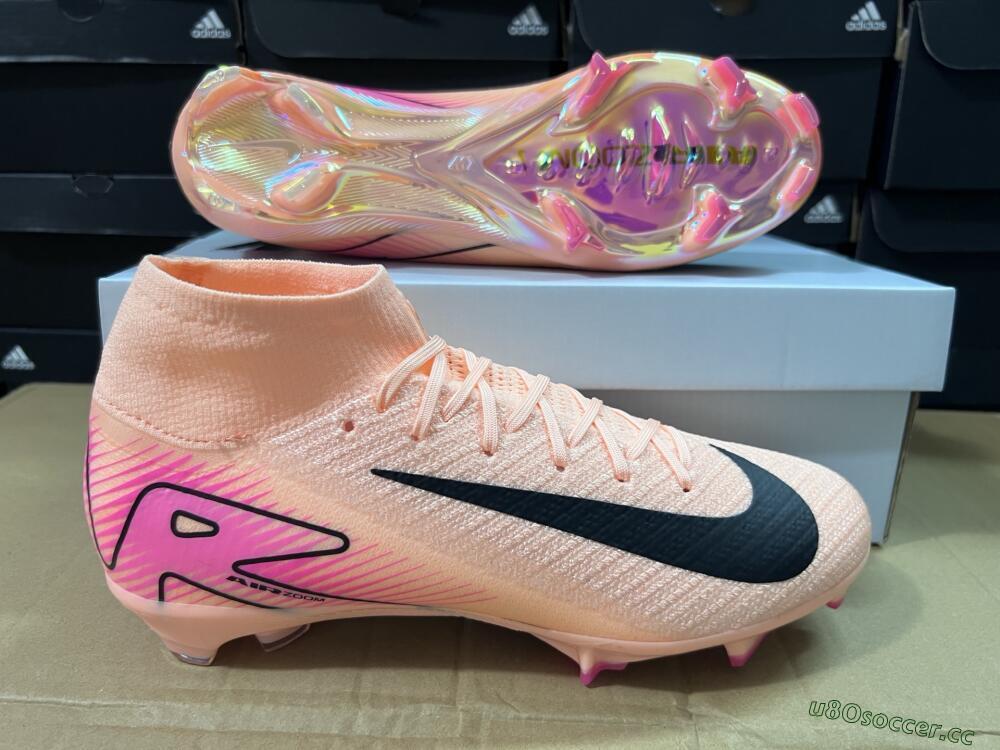 Unisex Nike Air Zoom Mercurial Superfly 10 Elite FG Firm Ground High-Tops Football Boots - Pink/Black