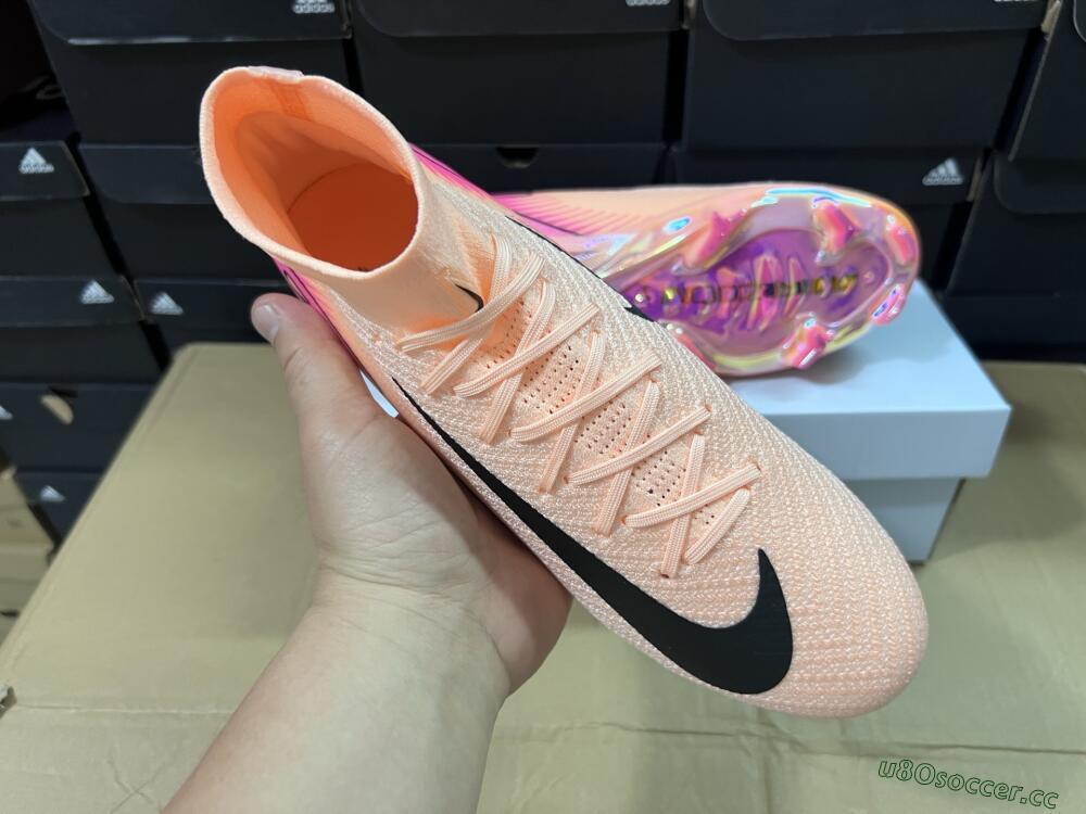 Unisex Nike Air Zoom Mercurial Superfly 10 Elite FG Firm Ground High-Tops Football Boots - Pink/Black