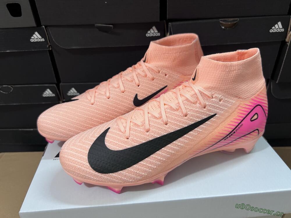 Unisex Nike Air Zoom Mercurial Superfly 10 Elite FG Firm Ground High-Tops Football Boots - Pink/Black