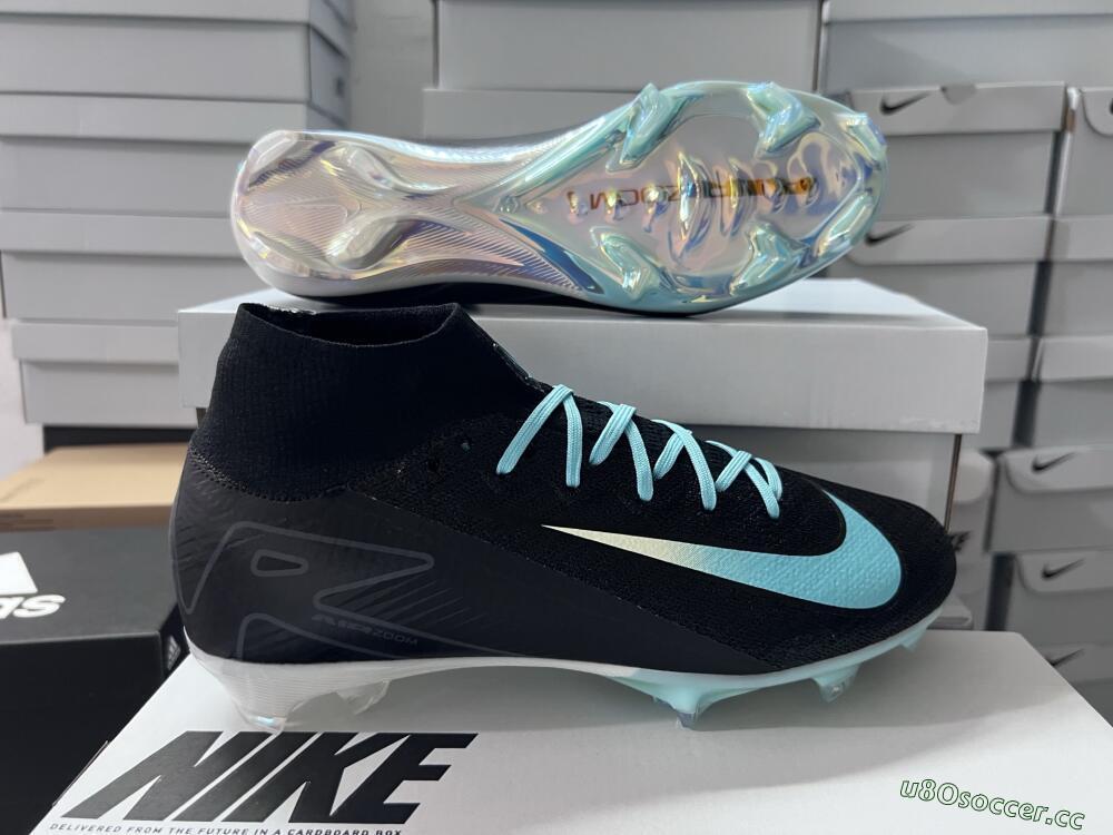 Unisex Nike Air Zoom Mercurial Superfly 10 Elite FG Firm Ground High-Tops Football Boots - Black/Jade