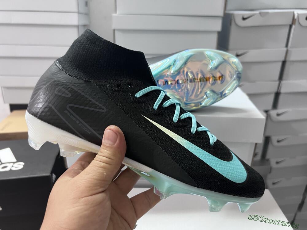 Unisex Nike Air Zoom Mercurial Superfly 10 Elite FG Firm Ground High-Tops Football Boots - Black/Jade