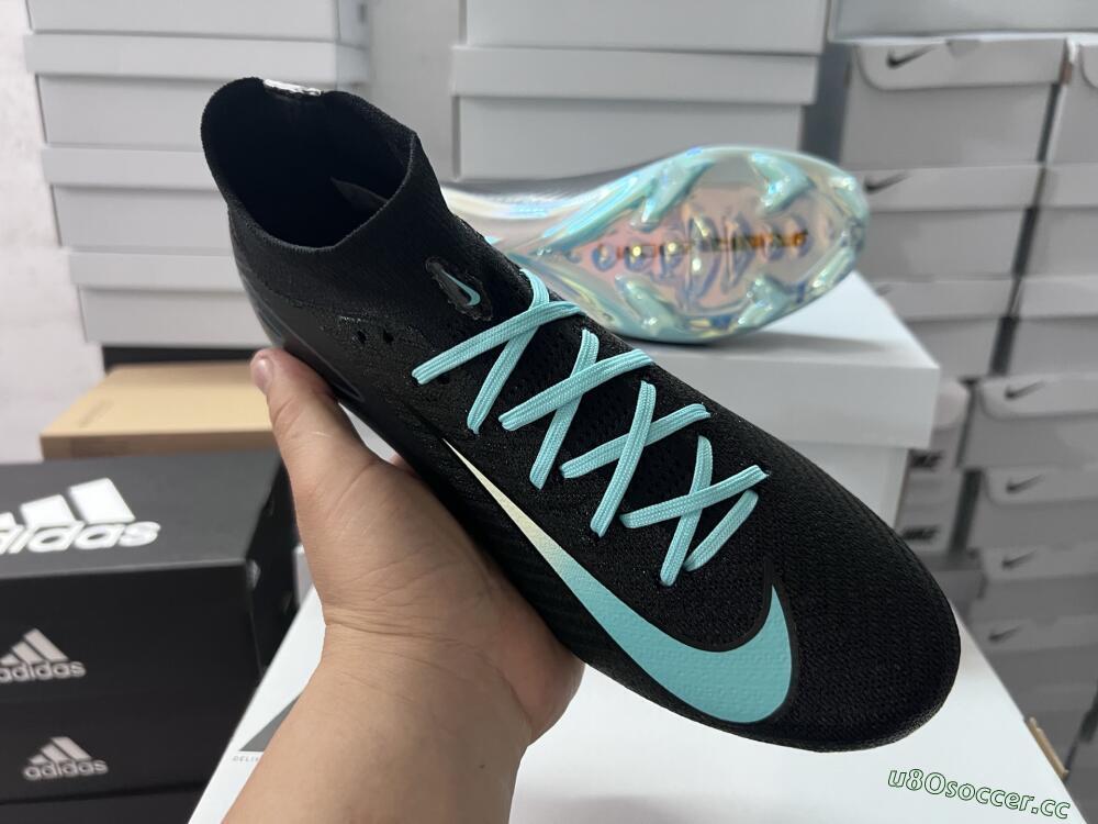 Unisex Nike Air Zoom Mercurial Superfly 10 Elite FG Firm Ground High-Tops Football Boots - Black/Jade