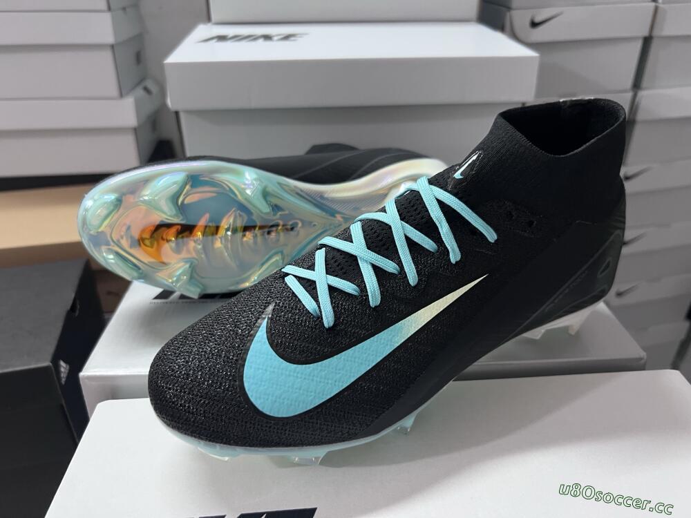 Unisex Nike Air Zoom Mercurial Superfly 10 Elite FG Firm Ground High-Tops Football Boots - Black/Jade
