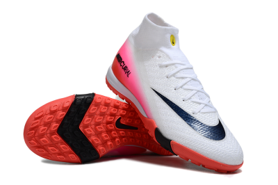 Unisex Nike Air Zoom Mercurial Superfly 10 Elite TF Artificial Turf High-Tops Football Shoes - White/Black/Pink