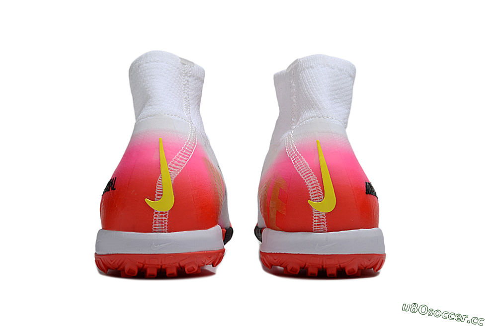 Unisex Nike Air Zoom Mercurial Superfly 10 Elite TF Artificial Turf High-Tops Football Shoes - White/Black/Pink 5