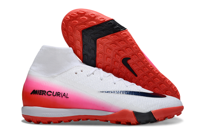 Unisex Nike Air Zoom Mercurial Superfly 10 Elite TF Artificial Turf High-Tops Football Shoes - White/Black/Pink