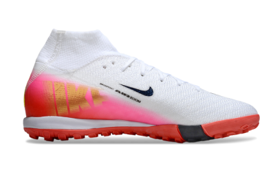 Unisex Nike Air Zoom Mercurial Superfly 10 Elite TF Artificial Turf High-Tops Football Shoes - White/Black/Pink