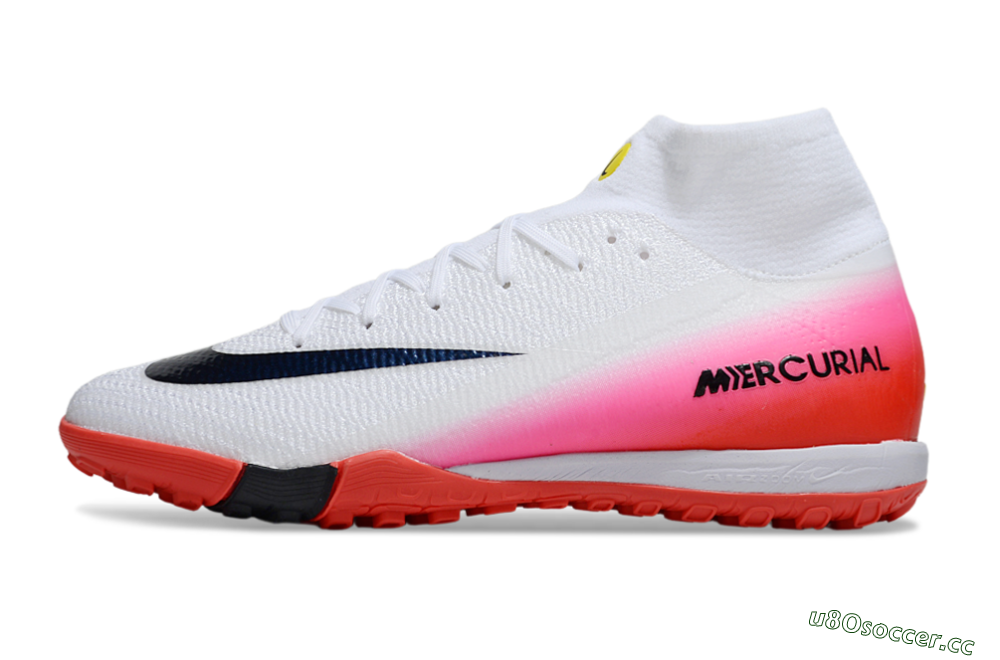 Unisex Nike Air Zoom Mercurial Superfly 10 Elite TF Artificial Turf High-Tops Football Shoes - White/Black/Pink 0
