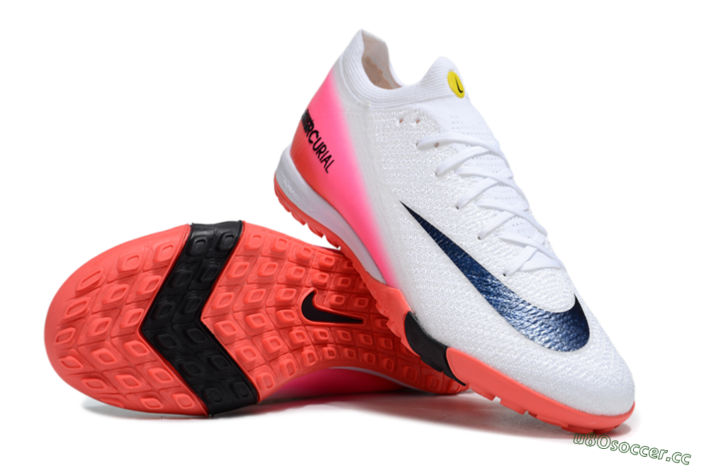 Unisex Nike Air Zoom Mercurial Vapor 16 Elite TF Artificial Turf Low-Tops Football Shoes - White/Black/Pink 3
