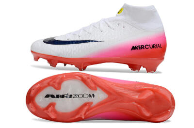 Unisex Nike Air Zoom Mercurial Superfly 10 Elite FG Firm Ground High-Tops Football Boots - White/Black/Pink