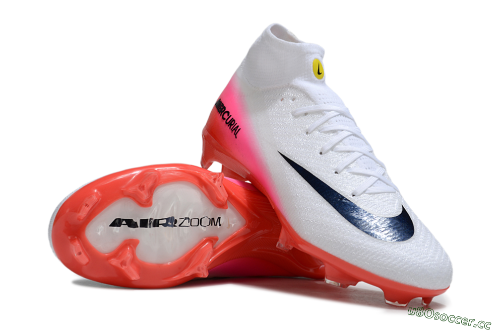Unisex Nike Air Zoom Mercurial Superfly 10 Elite FG Firm Ground High-Tops Football Boots - White/Black/Pink 3