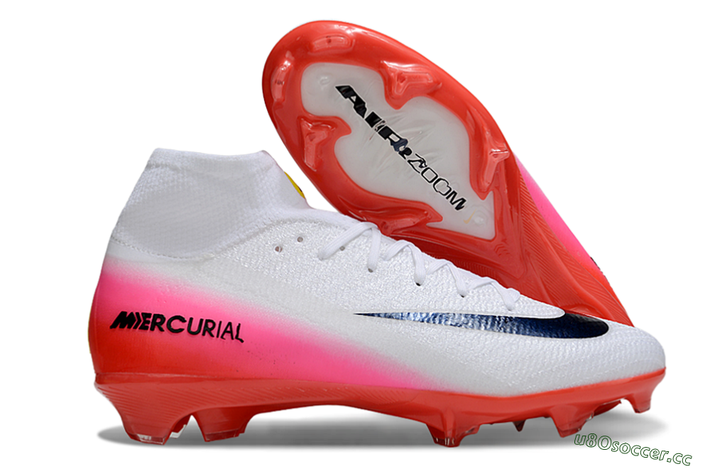 Unisex Nike Air Zoom Mercurial Superfly 10 Elite FG Firm Ground High-Tops Football Boots - White/Black/Pink 2