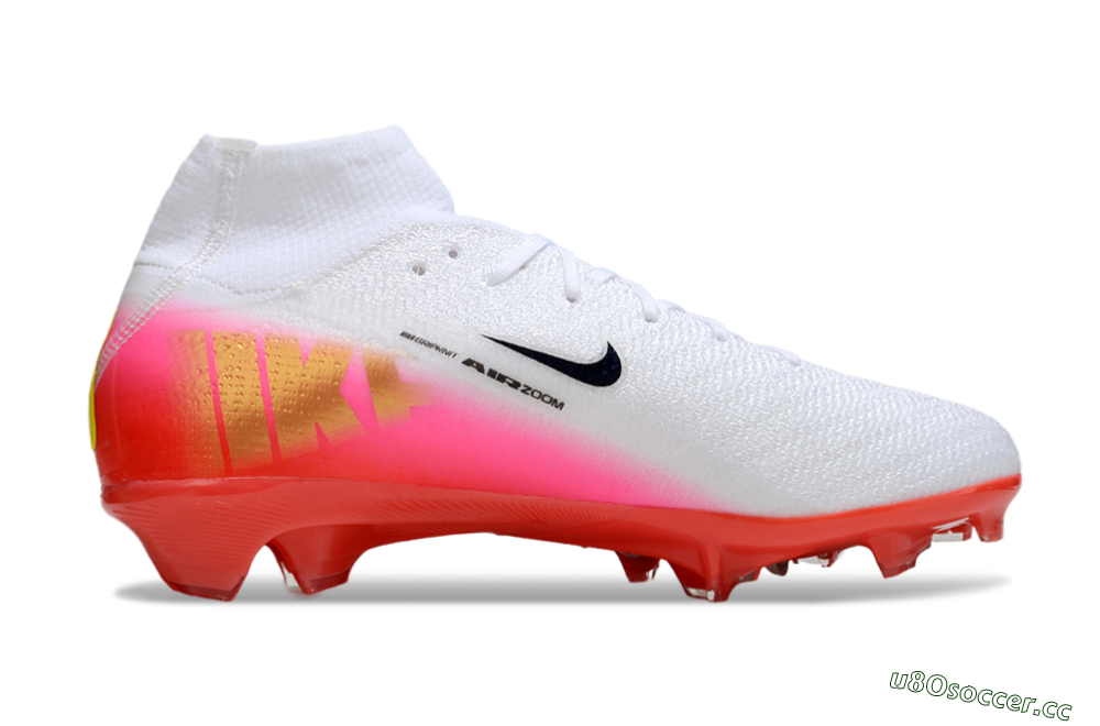 Unisex Nike Air Zoom Mercurial Superfly 10 Elite FG Firm Ground High-Tops Football Boots - White/Black/Pink 7
