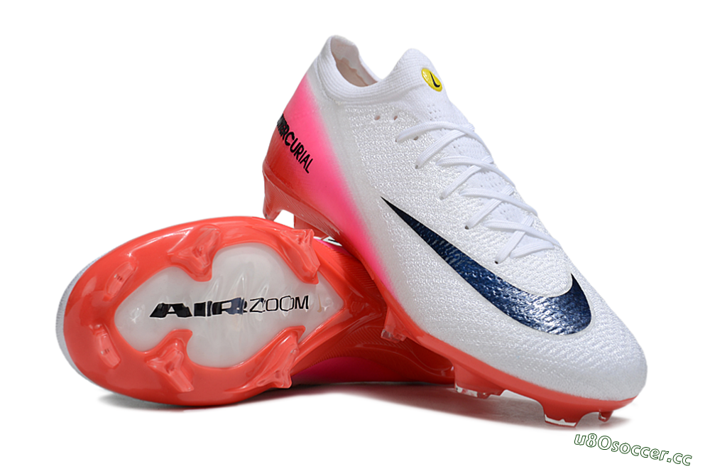 Unisex Nike Air Zoom Mercurial Vapor 16 Elite FG Firm Ground Low-Tops Football Boots - White/Black/Pink 3