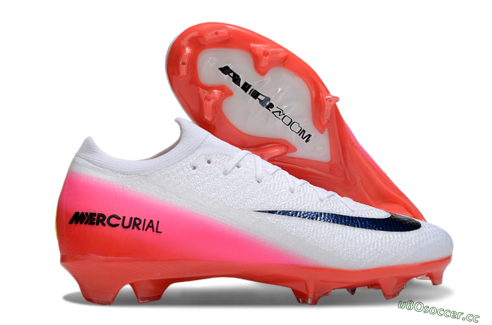 Unisex Nike Air Zoom Mercurial Vapor 16 Elite FG Firm Ground Low-Tops Football Boots - White/Black/Pink 2