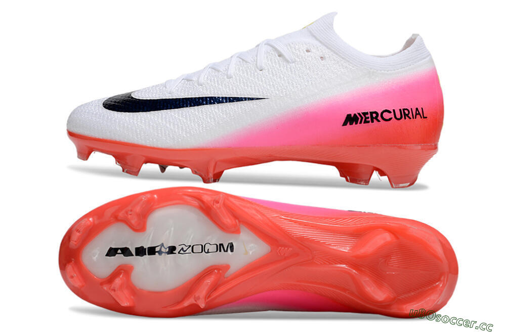Unisex Nike Air Zoom Mercurial Vapor 16 Elite FG Firm Ground Low-Tops Football Boots - White/Black/Pink 1