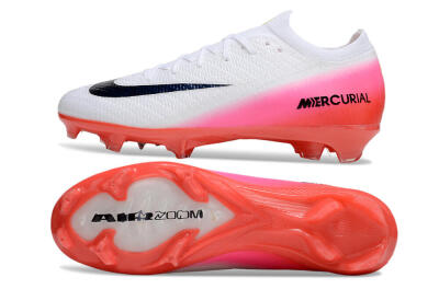 Unisex Nike Air Zoom Mercurial Vapor 16 Elite FG Firm Ground Low-Tops Football Boots - White/Black/Pink
